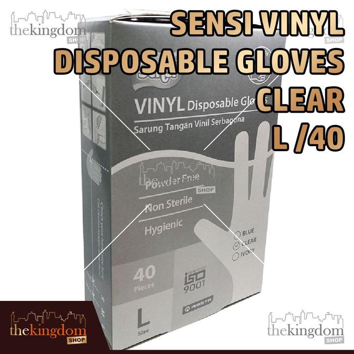 Gambar Sensi Vinyl Disposable PF Clear Gloves Sarung Tangan Vinil Powder Free Glove - Large /40, Plastik dari The Kingdom Shop Kota Administrasi Jakarta Utara Tokopedia