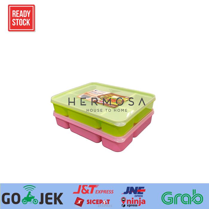 Gambar LUNCH BOX Kotak Makan 5 Sekat Bento BPA Free Bahan Tebal Dengan Tutup dari Hermosa Home Decor undefined Tokopedia