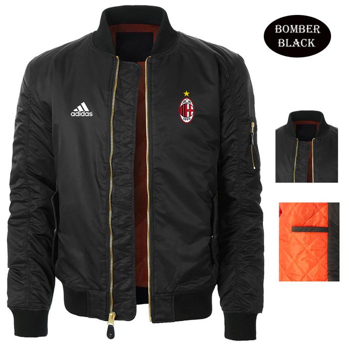 Gambar Jaket Bomber Varsity Pria Logo ac Milan / jaket Club Bola Terbaru - Hitam, M dari Julyshooppp undefined Tokopedia
