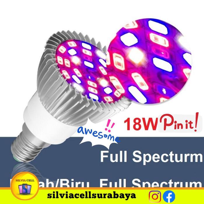 Gambar Lampu Cahaya Tanaman Tumbuhan Hidroponik LED Grow Light E27 220V 18w dari silvia cell surabaya undefined Tokopedia