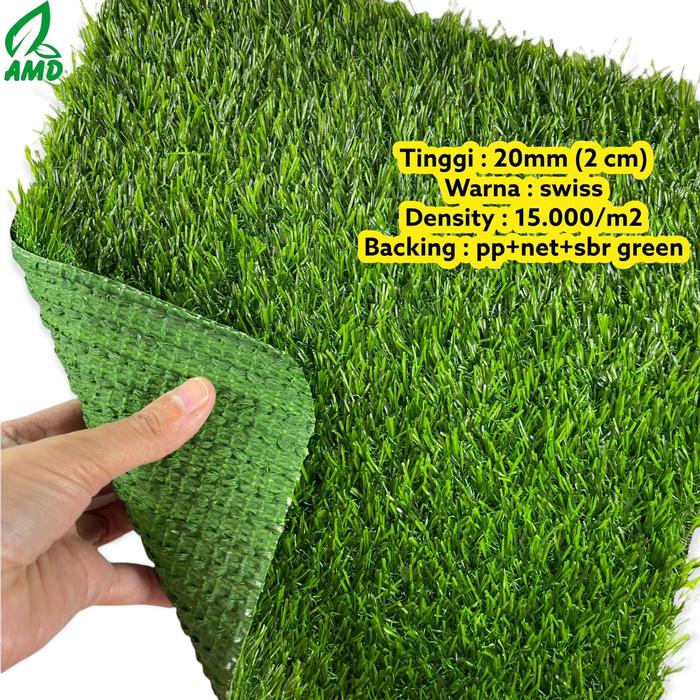 Gambar Rumput Sintetis Tinggi 2cm-3cm SWISS Untuk Indoor Dan Outdoor Backing - 20mm HIJAU dari AMD Grass Malang undefined Tokopedia
