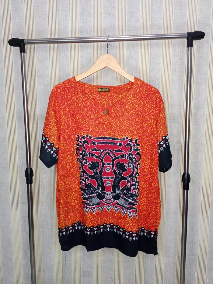Gambar baju kaos bali pria dan wanita / baju kaos etnik motif wayang / kaos - Orange, XL dari gulaweh undefined Tokopedia