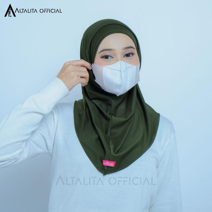 Gambar Kerudung Instan Helma Bergo Sport Lubang Masker Earphone Kacamata - Army dari Altalita Official undefined Tokopedia
