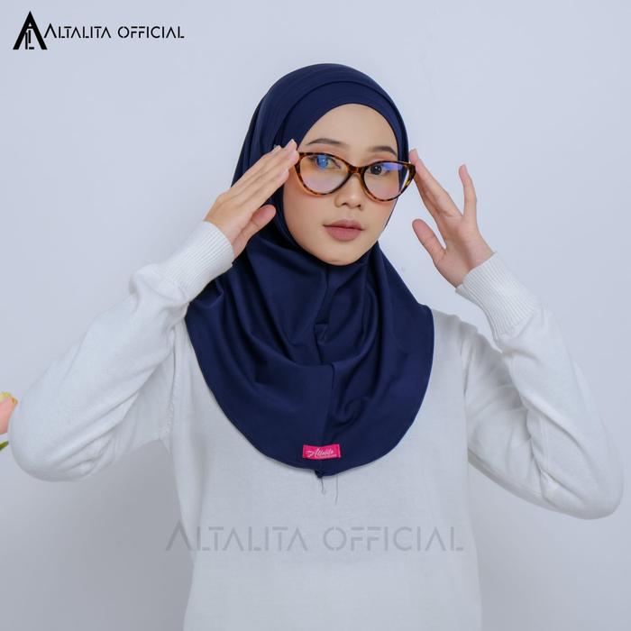 Gambar Kerudung Bergo Helma Sport Instan Lubang Masker Earphone Kacamata - Navy dari Altalita Official undefined Tokopedia