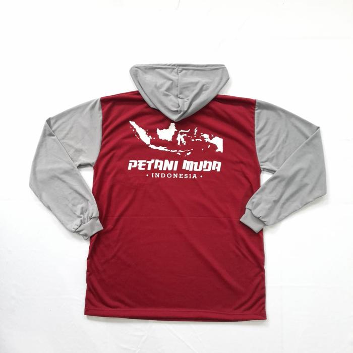 Gambar BISA COD Kaos Baju Petani Muda Peta Indonesia Basahan Kerja Petani Lengan Panjang Berkudung / Kupluk / Topi - MAROON - ABU, ALLSIZE dari MITRA SURA STORE undefined Tokopedia