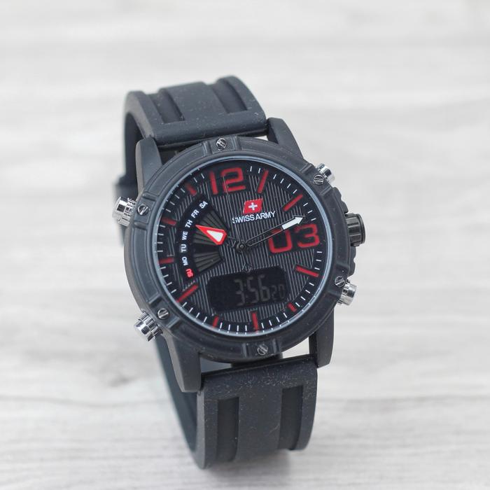 Gambar Jam tangan pria SWISS ARMY analog digital tali rubber /karet - Merah, 45 mm dari Raja shark watch undefined Tokopedia