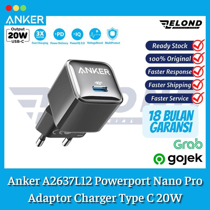 Gambar Wall Charger Anker PowerPort Nano Pro 20W - A2637 - Hitam dari Elond Official Store undefined Tokopedia