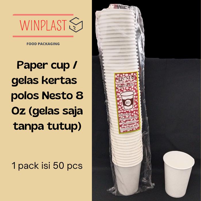 Jual Nesto Paper Cup / Gelas Kertas Polos 8 Oz isi 50 pcs - Kota ...