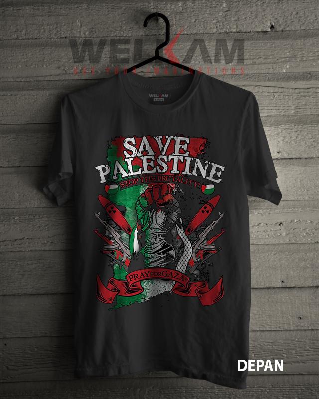 Gambar kaos save Palestine premium cotton combed distro - Hitam, M dari welkam kaos undefined Tokopedia