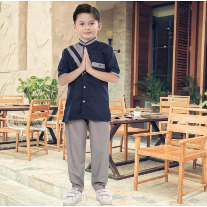 Gambar baju koko anak laki laki/baju setelan muslim anak 1-10 Tahun - Navy, 4-5 tahun dari MATA24SALE undefined Tokopedia