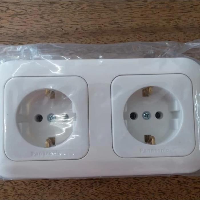 Gambar stop kontak ganda silver panasonic - NCP WIDE SERIES dari wewe electric undefined Tokopedia