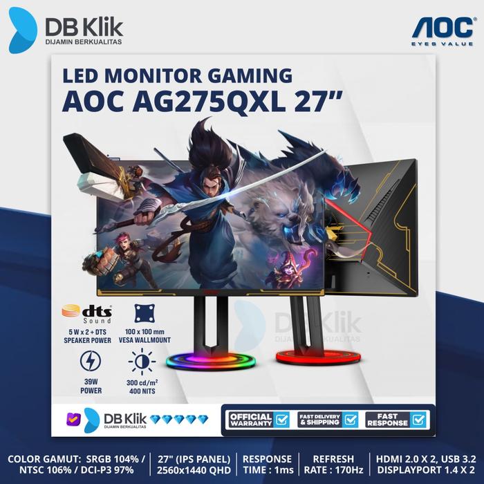LED Monitor Gaming AOC AG275QXL 27" 170Hz QHD HDMI DP- AOC AG275QXL/70