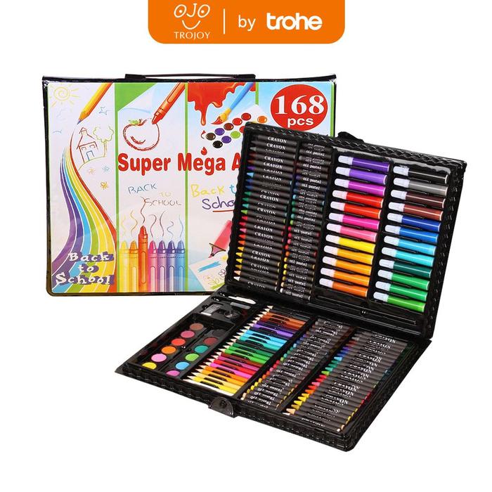 Gambar TROHE - TROJOY Crayon Anak Pengasah 208pcs Set Alat Menggambar Melukis - Hitam 168 set dari TROHE.ID undefined Tokopedia