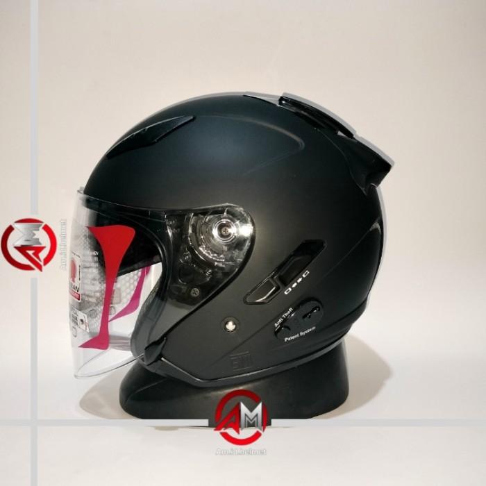 Gambar HELM KYT GALAXY FLAT R SOLID BLACK DOFF DOUBLE VISOR HALF FACE - L dari Am.id.helmet undefined Tokopedia