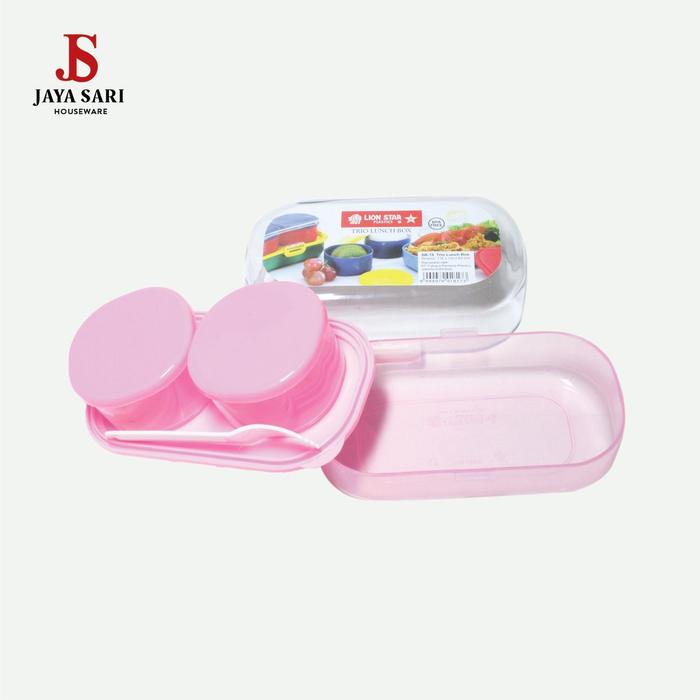 Gambar Trio lunch box lion star BPA free/kotak makan/tempat bekal 3 sekat - pink dari Jaya Sari Houseware undefined Tokopedia