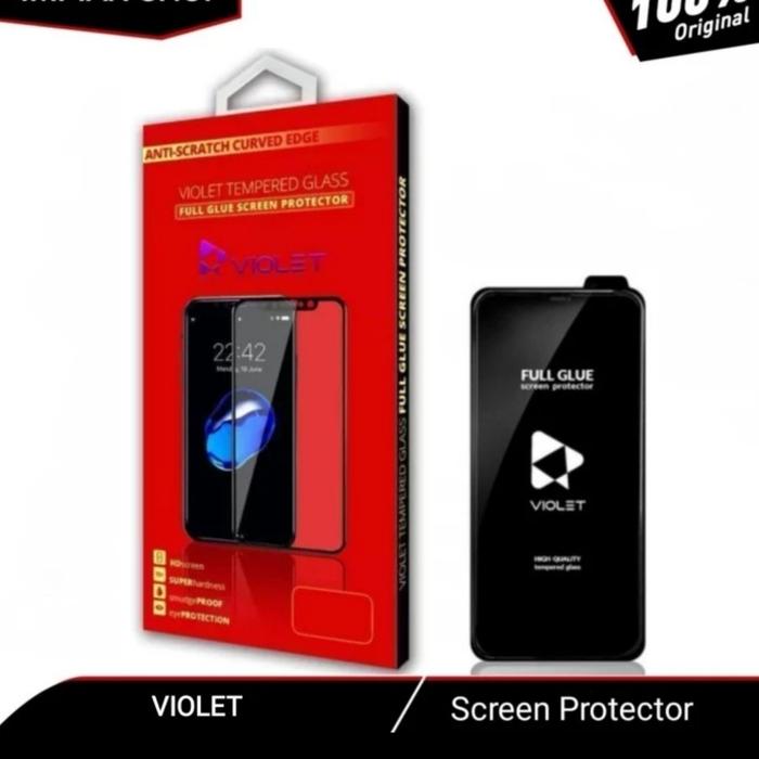 Jual Samsung A71 Tempered glass violet full cover -violet Kota