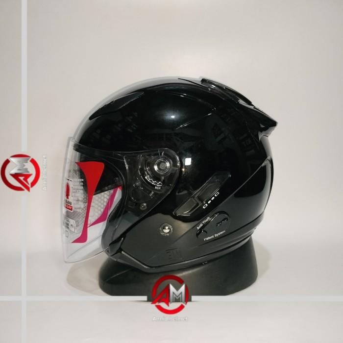 Gambar HELM KYT GALAXY FLAT R SOLID BLACK METALIC DOUBLE VISOR HALF FACE - M dari Am.id.helmet undefined Tokopedia