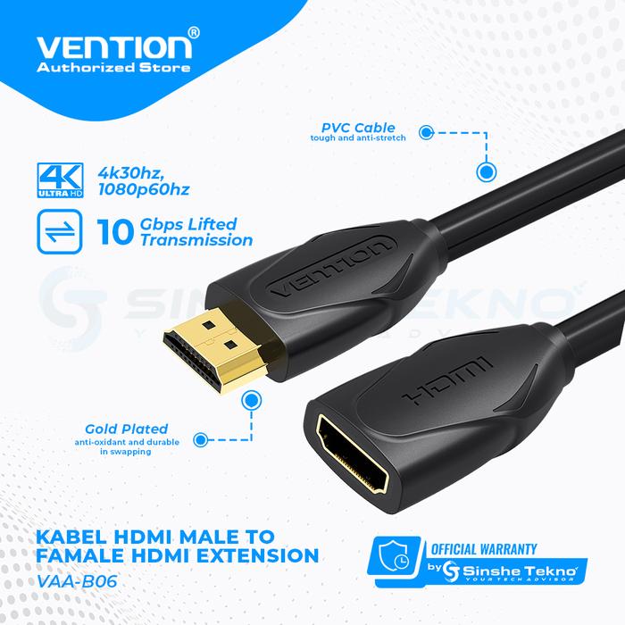 Gambar Vention B06 Kabel Extension Perpanjangan HDMI Male to Female - (DT) B06, 2 Meter dari Vention Authorized Store undefined Tokopedia