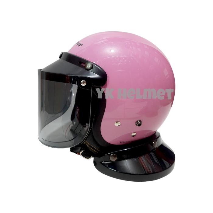 Gambar HELM CARGLOSS RETRO Clasik CFM warna PINK + KACA - kc.Datar Hitam, L dari YK HELMET undefined Tokopedia