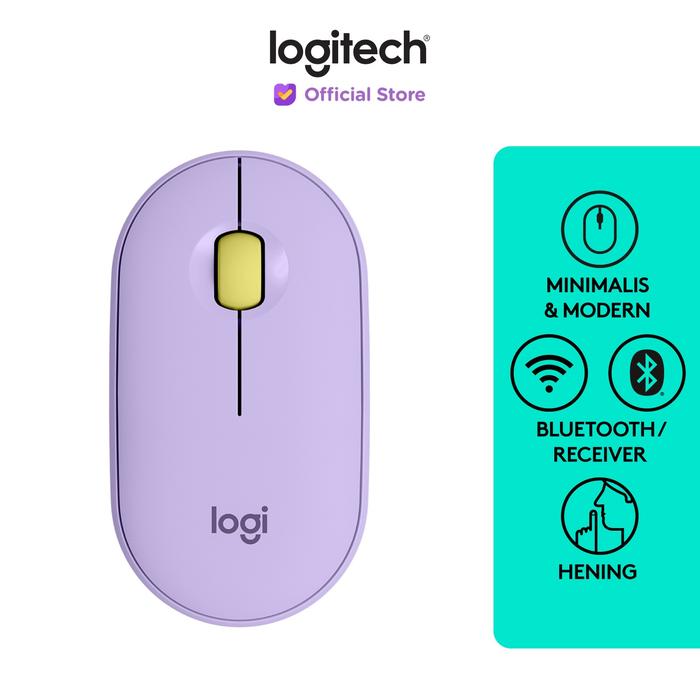 Gambar Logitech Pebble M350 Mouse Wireless Bluetooth Slim Silent - Lavender dari Logitech Official Store undefined Tokopedia