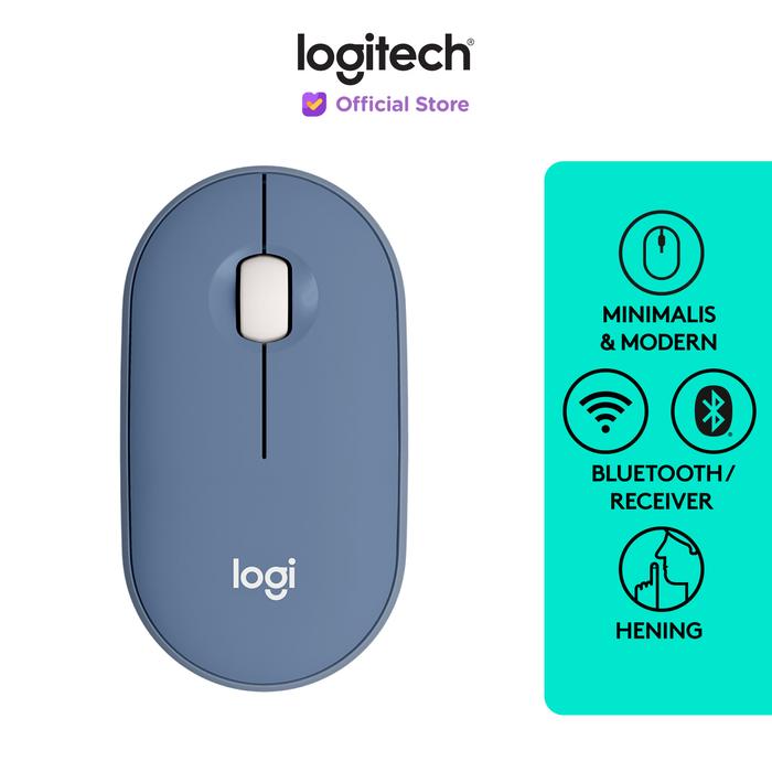 Gambar Logitech Pebble M350 Mouse Wireless Bluetooth Slim Silent - Blueberry dari Logitech Official Store undefined Tokopedia