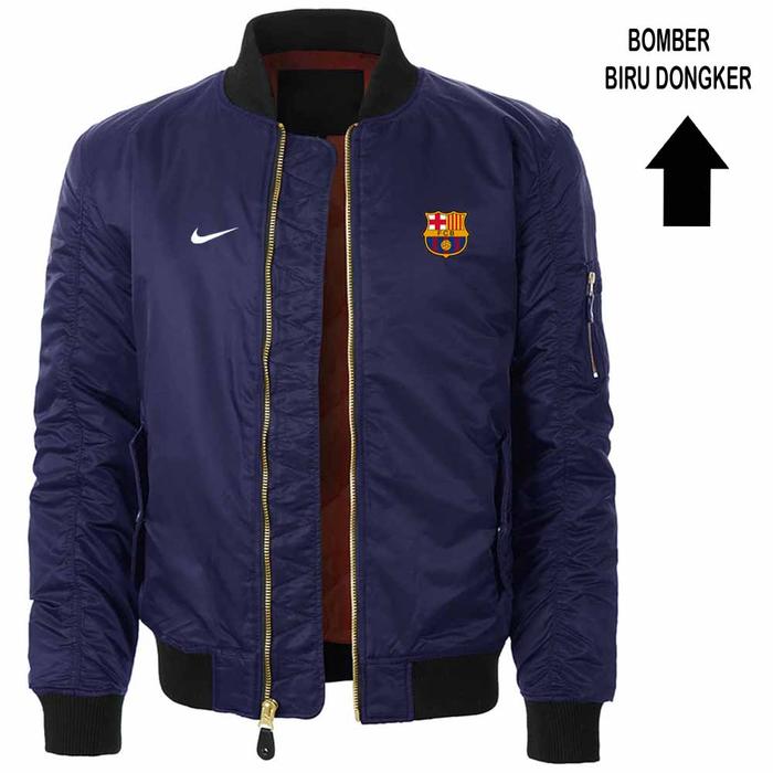 Gambar Jaket Bomber Varsity Pria Logo Barca / jaket Club Bola Terbaru - Navy, L dari Julyshooppp undefined Tokopedia