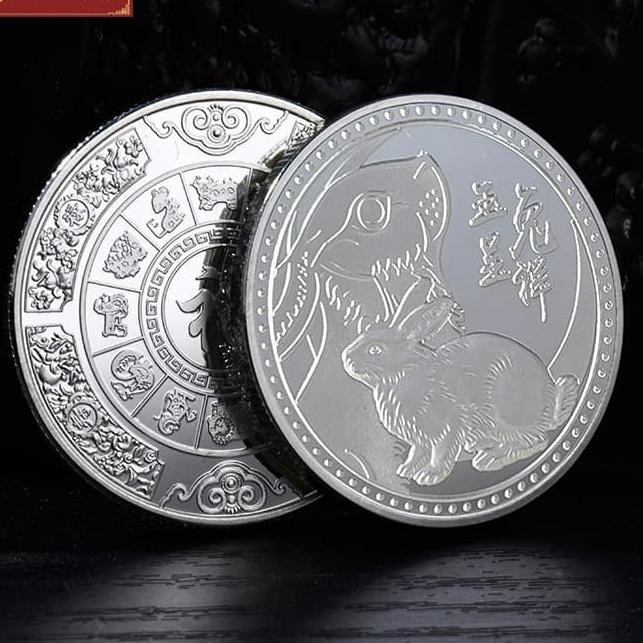 Gambar Koin Logam Asli Shio Harimau Silver Imlek Fengshui Coin Keberuntungan - Kelinci dari HokLin undefined Tokopedia