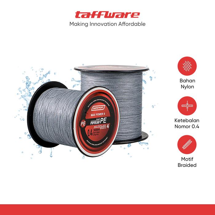 Gambar Senar Tali Benang Pancing TaffSPORT Braided Thick Line 300M - Abu - 0.4 dari Taffware Official Store Kota Administrasi Jakarta Barat Tokopedia