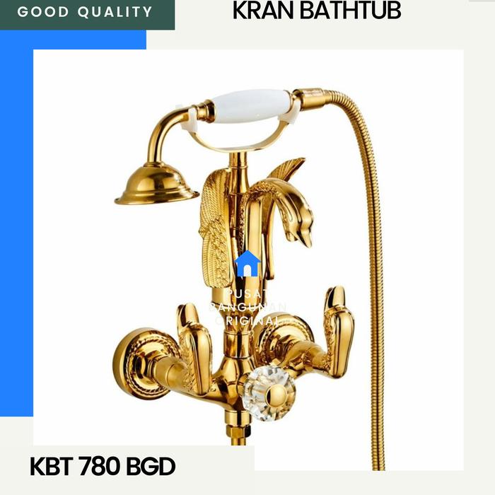 Gambar KRAN BATHTUB SET MIXER PANAS DINGIN GOLD EMAS ANTIK KLASIK DESAIN 780G dari PusatBangunanOriginal undefined Tokopedia