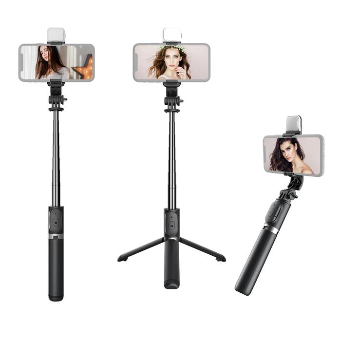 Gambar Tripod Tongsis Handphone Fill Light Q02S Selfie Stick - Bonus Remote - Tripod Q02S dari Pixmix Store undefined Tokopedia