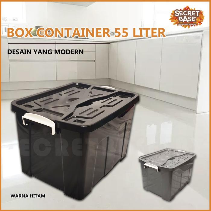 Gambar BOX CONTAINER 55 LITER + RODA - Kontainer Box Plastik / Container Box - Hitam dari secretbase.sby undefined Tokopedia