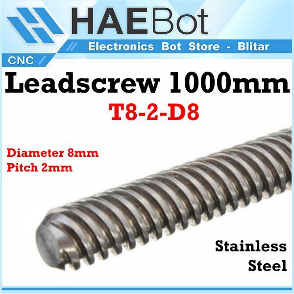 Gambar [EBS] Lead Screw Leadscrew 1000mm T8 Lead 8 Pitch 2mm Besi Ulir CNC 3D - Tanpa Paralon dari HAEBOT - Solusi Kebutuhan CNC undefined Tokopedia