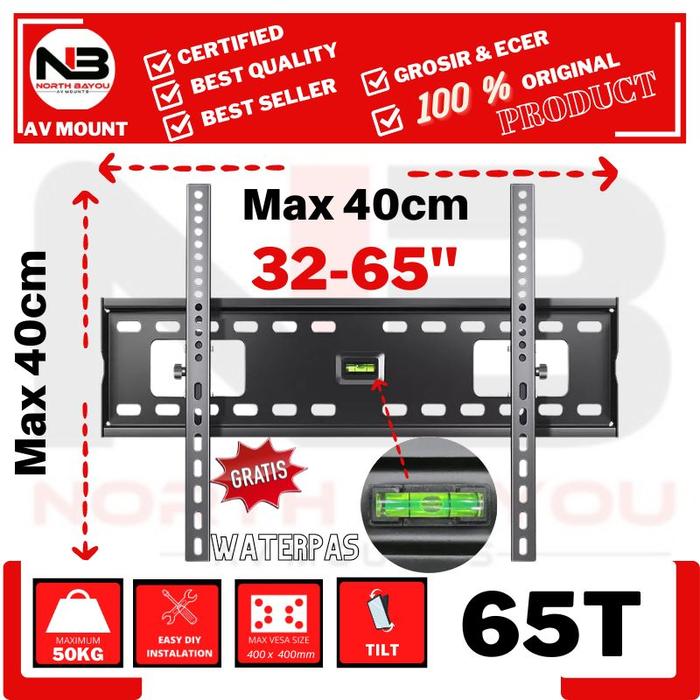 Gambar Wall mount bracket tv 80 77 75 70 65 60 58 55 50 49 43 inch load 65kgs - 32-65 INCH, LG/HISENSE/TCL dari NORTH BAYOU AV MOUNT undefined Tokopedia