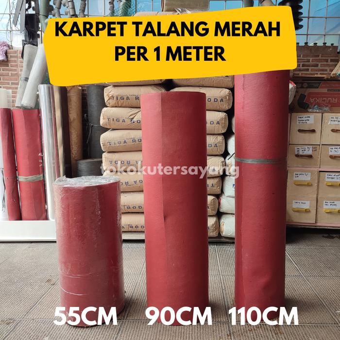 Gambar Karpet talang merah hitam lebar 50 cm/90 cm/110 cm harga per meter - Merah, 55cm dari Sumber Berkah Bangunan undefined Tokopedia