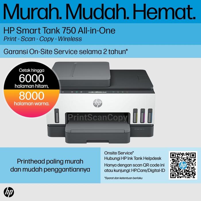 Gambar Printer HP Smart Tank 750 Wireless Duplex ADF All In One dari Print Scan Copy undefined Tokopedia