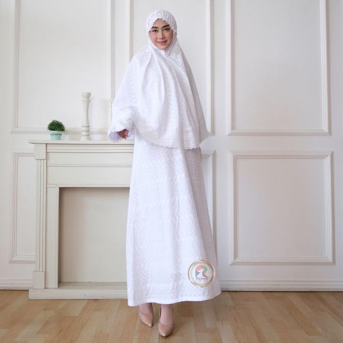 Gambar GAMIS UMROH KATUN PUTIH KHAIRIAH SET BERGO DAN SARUNG TANGAN - Putih, XXL dari Raisma Muslim Wear undefined Tokopedia