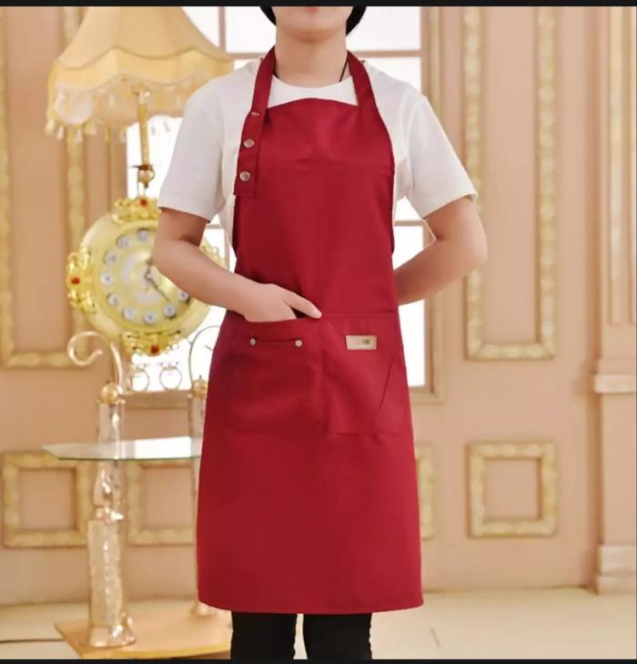 Gambar Apron Custom Celemek Masak Dapur Anti Air Pria Wanita Dewasa - Merah dari MoLG undefined Tokopedia
