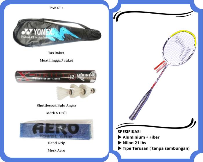Gambar Raket Bulutangkis - Raket Badminton - Tas - Kock - Grip - Grade Ori - PAKET 1 dari Mevlana Sport undefined Tokopedia
