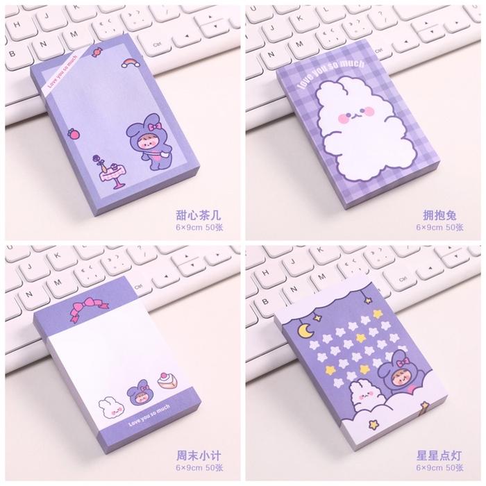 Gambar STICKY NOTE INS AESTHETIC MEMO PAD PUPLE CARTOON CUTE KAWAII RT68 - segi panjang dari nanabakehouse undefined Tokopedia