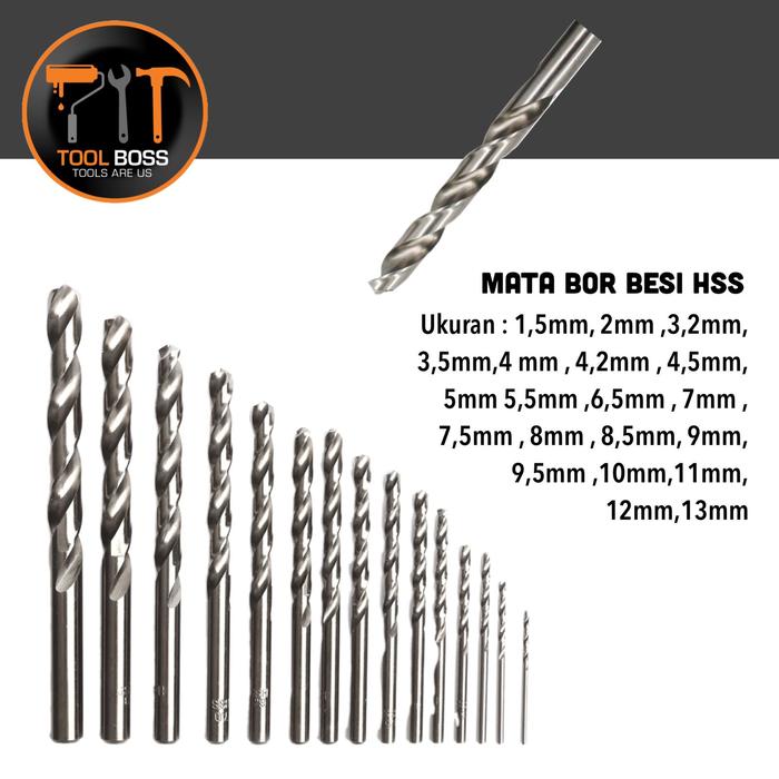 Gambar Mata Bor Besi 0,8 MM - 13 MM - 1,5 MM - 6,5 MM dari TOOL BOSS undefined Tokopedia