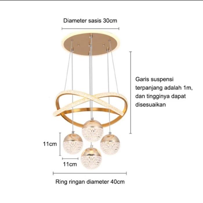 Gambar Lampu Gantung Hias Plafon Kristal Modern 3 warna LED + Remote Control dari Laris57 Shop undefined 5 Tokopedia