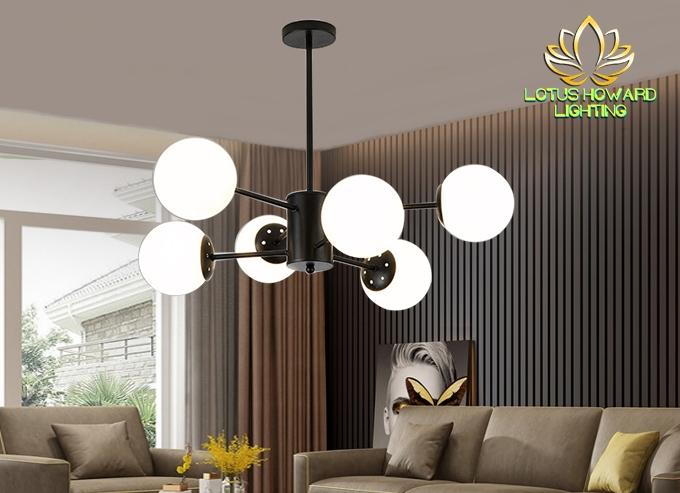 Gambar LAMPU HIAS GANTUNG MODERN MINIMALIS LED TYPE LH9590-6 LAMPU LED BULAT - HITAM KACA SUSU dari LH Lighting undefined Tokopedia