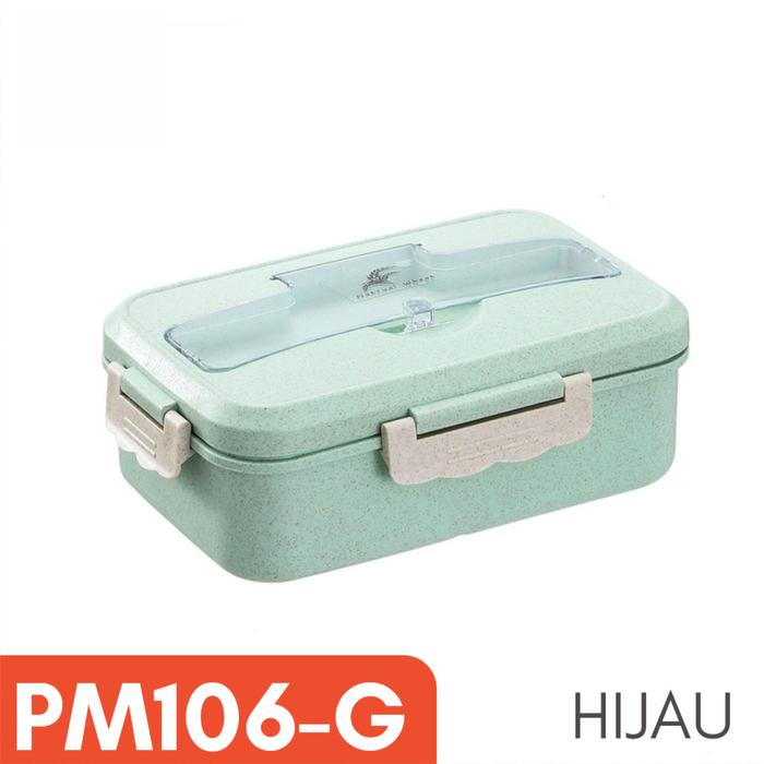 Gambar Kotak Makan / Lunch Box Set / Kotak Bekal Makan Jerami Gandum - HIJAU dari Homestic Official undefined Tokopedia