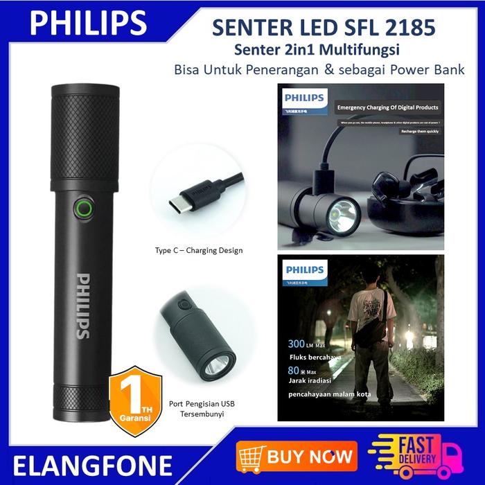 Gambar Senter Philips Led Flashlight Led Senter Super Terang Modern - SFL2185 dari Elangfone undefined Tokopedia