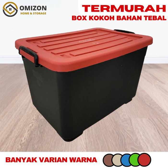 Gambar CONTAINER BOX |PLASTIK CONTAINER | KOTAK PLASTIK 50 LITER DENGAN RODA - Merah, 50 Liter  dari omizon undefined Tokopedia