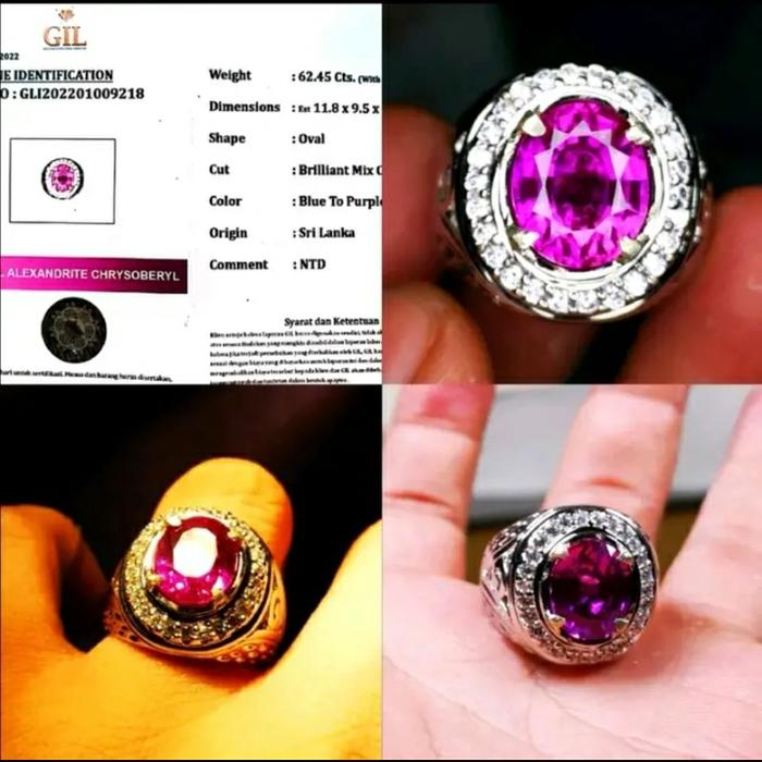 Gambar Cincin Batu Permata Alexandrite chrysoberyl memo Gil gems lab dari Nisa.olshop.permata undefined Tokopedia