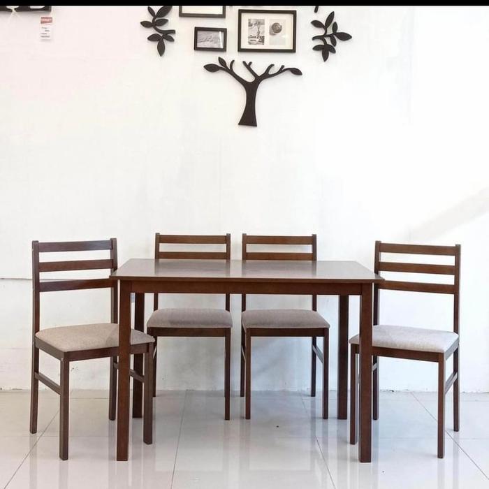 Gambar MEJA MAKAN MINIMALIS 1 SET FULL KAYU SOLID / KAYU ASLI By INFORMA - Coklat Tua dari CV KARYA NUSANTARA FURNITURE undefined Tokopedia