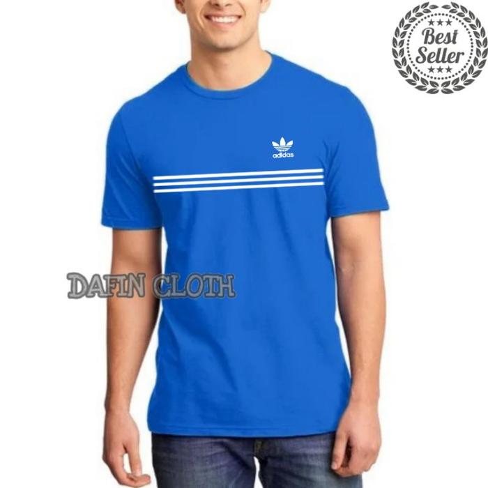 Jual Kaos Pria Baju Tshirt Adidas Triple Line Merah, XXL Kota