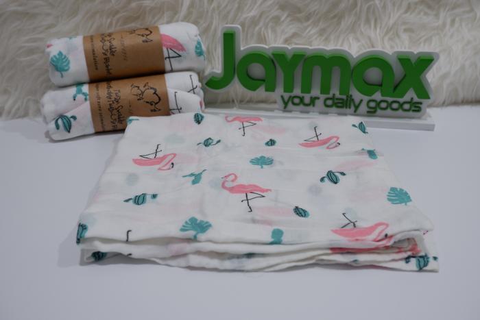 Gambar Muslin Swaddle / Bedong bayi premium 70% Bamboo 30% Cotton - Flamingo dari jaymax undefined Tokopedia