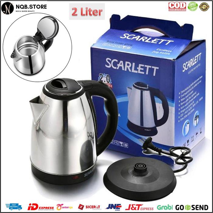 Teko Listrik Stainless Steel 2L Electric Kettle Scarlett Pemanas Air  Packing STANDAR